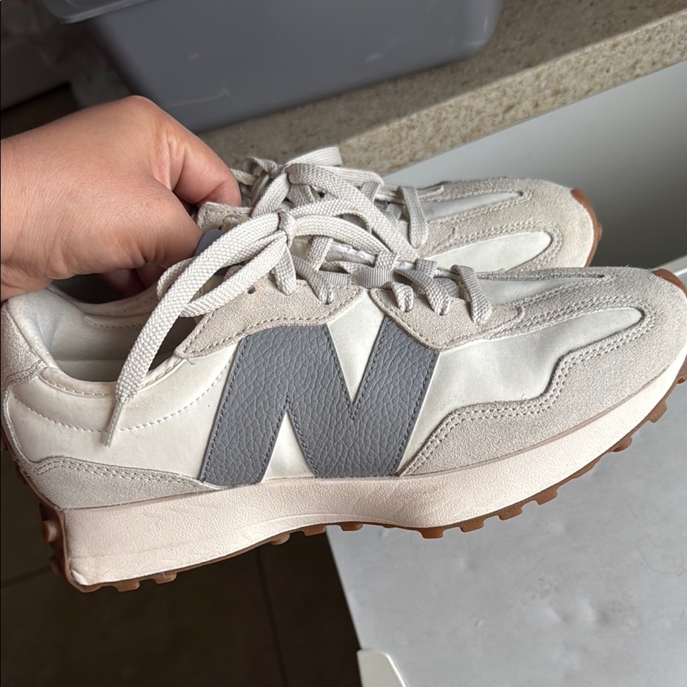 New Balance Cream and Gray Sneakers